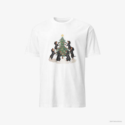 Dachshund Puppies Decorating Christmas Tree White T-Shirt