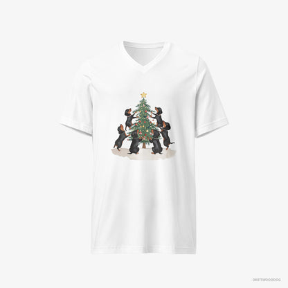 Dachshund Puppies Decorating Christmas Tree White T-Shirt