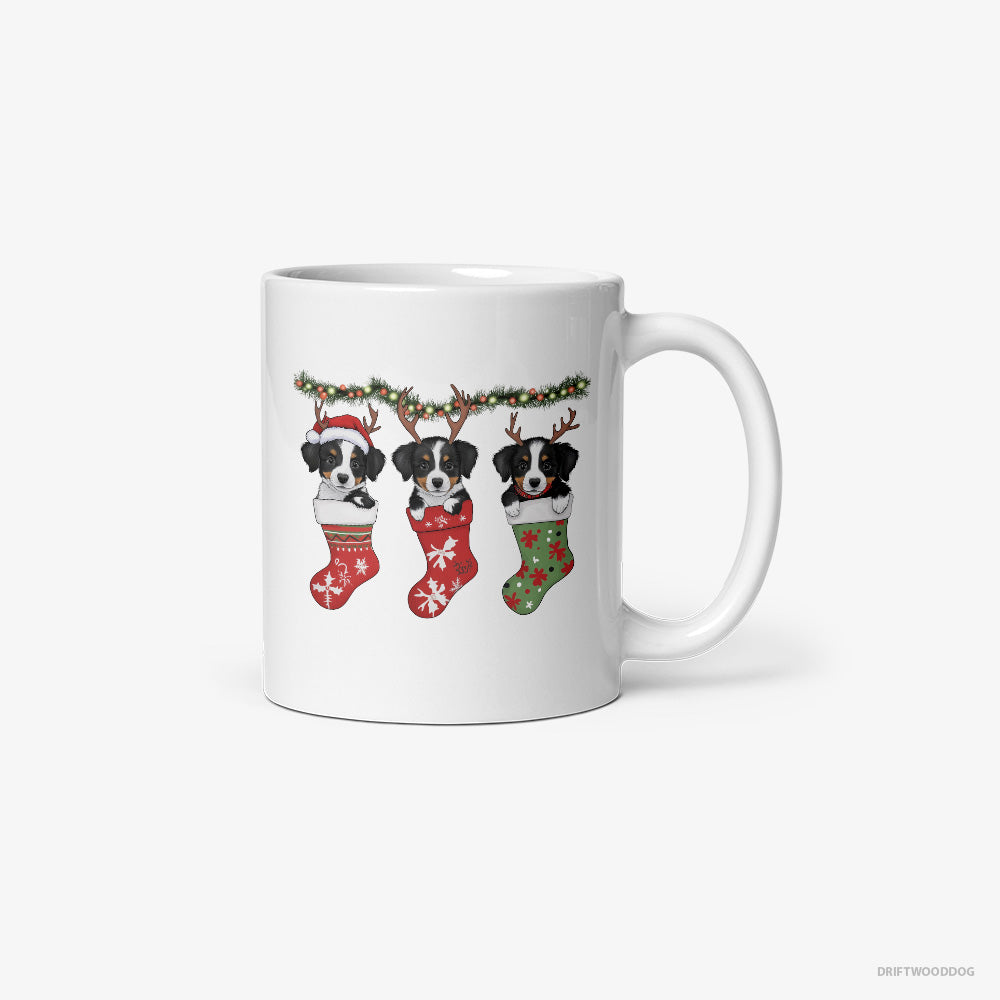 Border Collie Puppies in Christmas Stockings Classic Mug