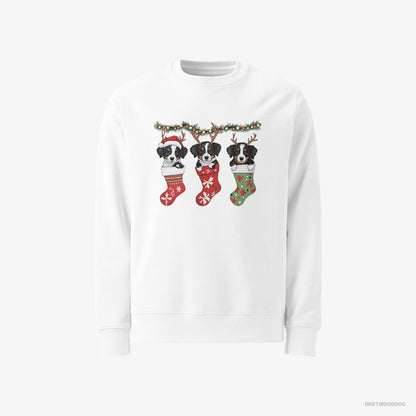 Border Collie Puppies in Christmas Stockings White Sweatshirt