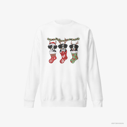 Border Collie Puppies in Christmas Stockings White Sweatshirt