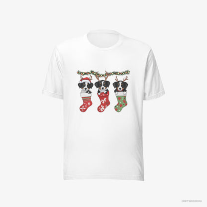 Border Collie Puppies in Christmas Stockings White T-Shirt