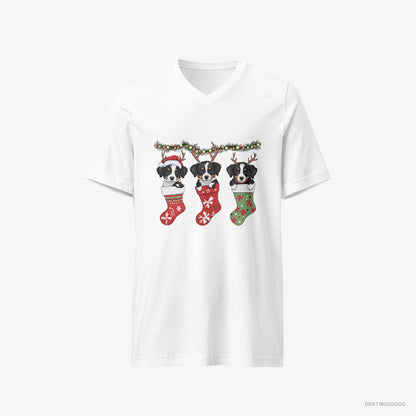 Border Collie Puppies in Christmas Stockings White T-Shirt