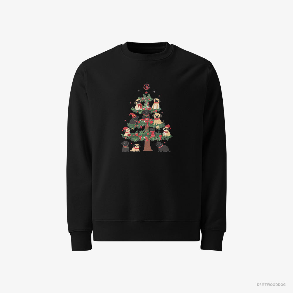 Pug Puppies Climbing Christmas Tree – Men's Sweatshirt Black – Classic