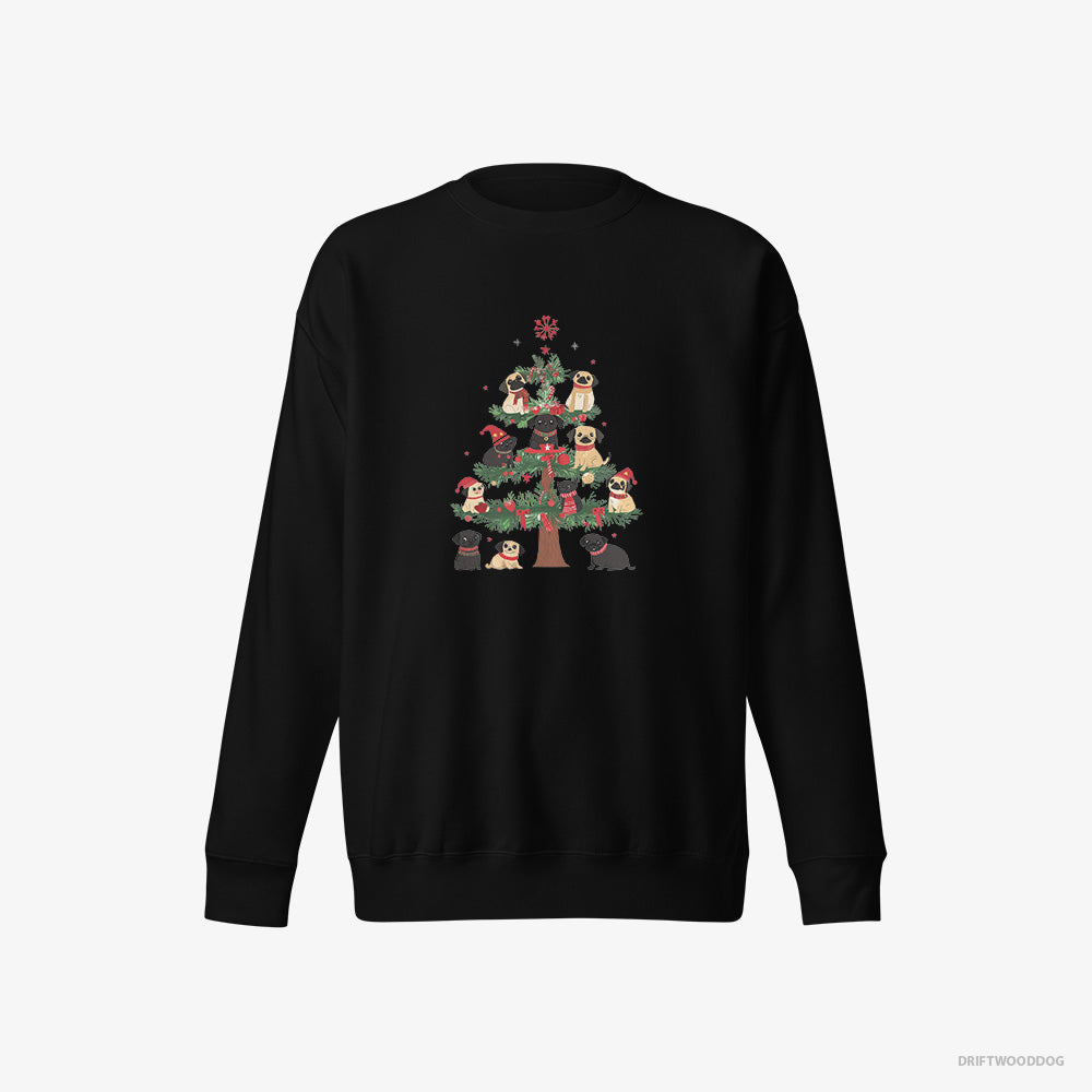 Pug Puppies Climbing Christmas Tree – Women's Sweatshirt Black Eco – Eco-Friendly