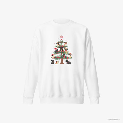 Pug Puppies Climbing Christmas Tree White Sweatshirt