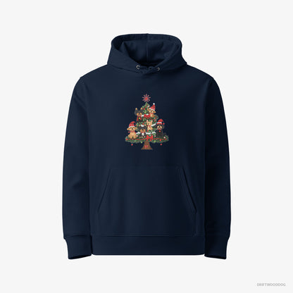 Yorkshire Terrier Puppies All Over the Christmas Tree Navy Hoodie