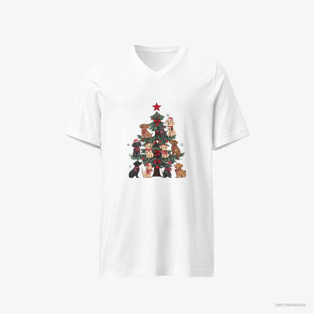 Labrador Retriever Puppies on Every Christmas Tree Branch V-Neck T-Shirt