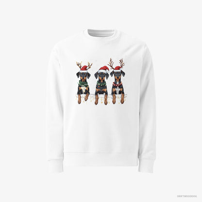 Dobermann Puppies in Christmas Lights White Sweatshirt