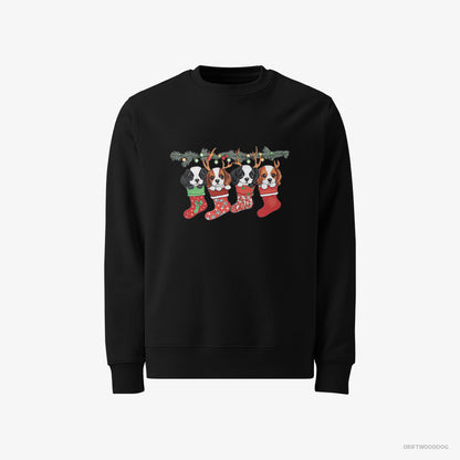 Cavalier King Charles Spaniel Puppies in Stockings Black Sweatshirt