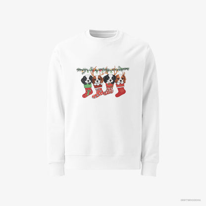 Cavalier King Charles Spaniel Puppies in Stockings White Sweatshirt