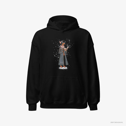 Dobermann Singing Christmas Songs with a Carol Book Black Hoodie