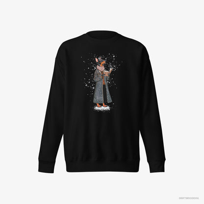 Dobermann Singing Christmas Songs with a Carol Book Black Sweatshirt