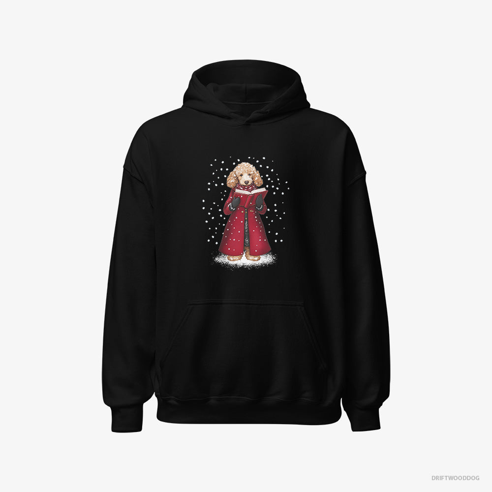 Poodle Hoodie – Women Black Hoodie Classic – Joyfully Singing Christmas Carols (on White Background)