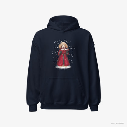 Poodle Joyfully Singing Christmas Carols Navy Hoodie