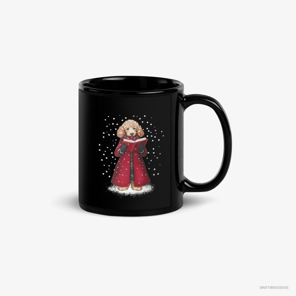 Poodle Mug – Unisex Black Mug Classic – Joyfully Singing Christmas Carols (on White Background)