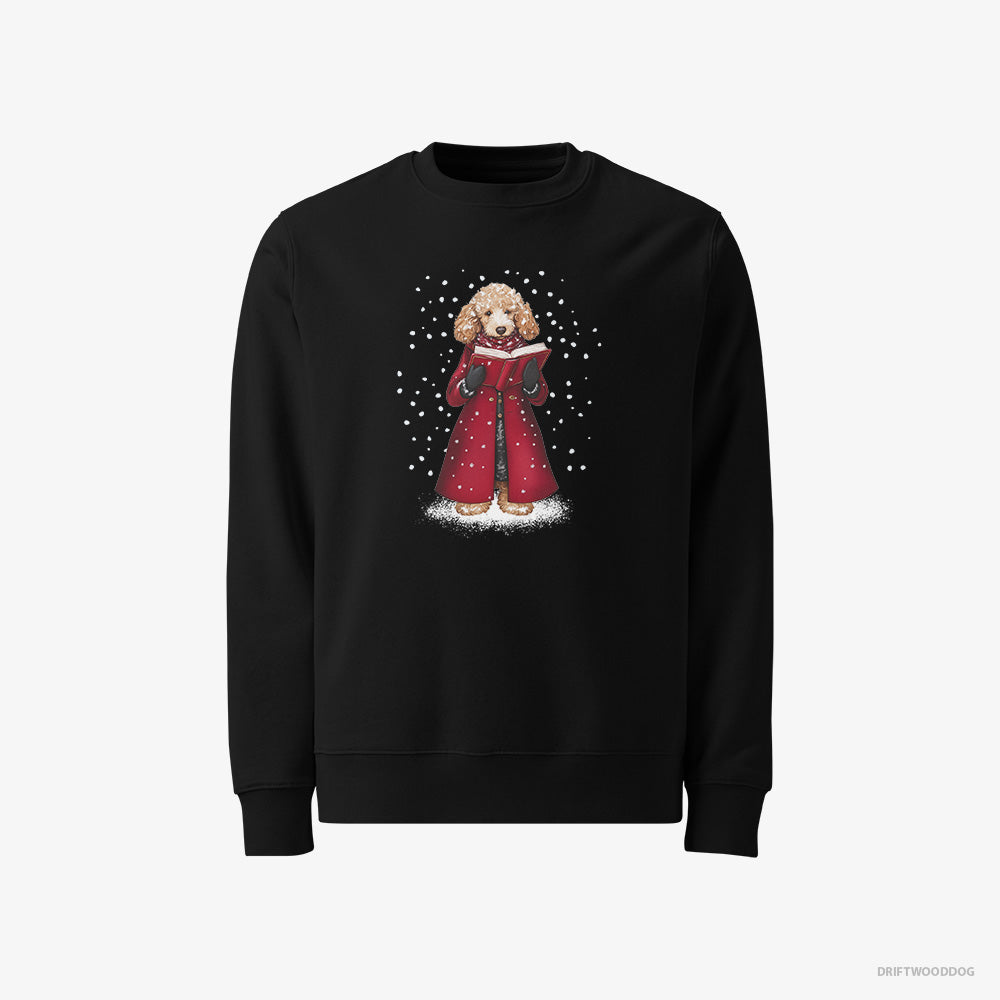 Poodle Sweatshirt – Men Black Sweatshirt Classic – Joyfully Singing Christmas Carols (on White Background)