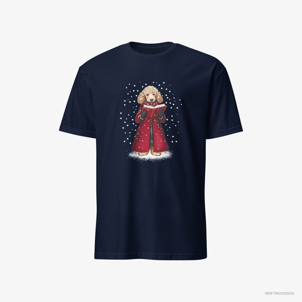 Poodle Joyfully Singing Christmas Carols – Women's T-Shirt Navy – Classic