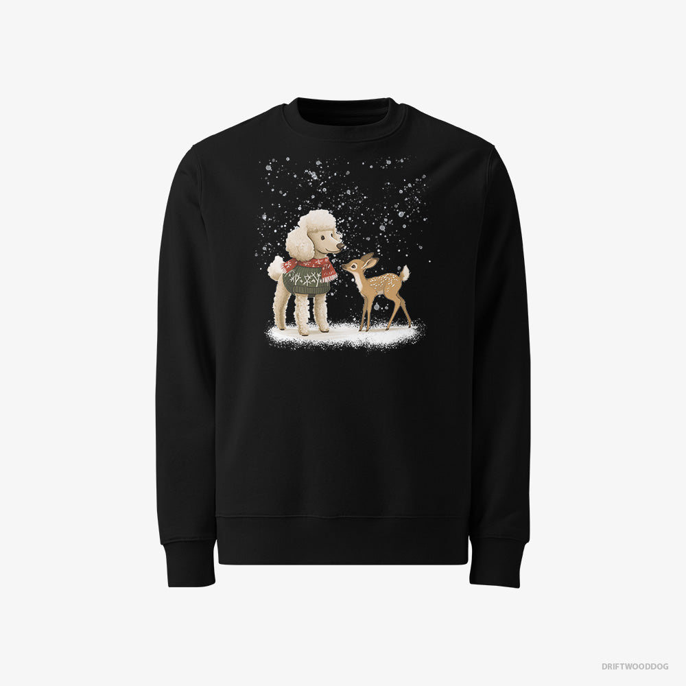 Poodle Sweatshirt – Men Black Sweatshirt Classic – with a Fawn by Side (on White Background)