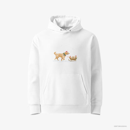 Golden Retriever Giving Her Puppies a Sled Ride White Hoodie