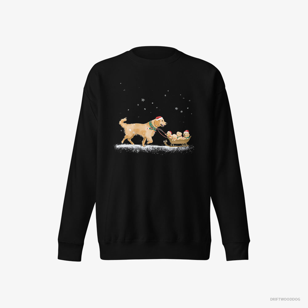 Golden Retriever Giving Her Puppies a Sled Ride – Men's Sweatshirt Black Eco – Eco-Friendly