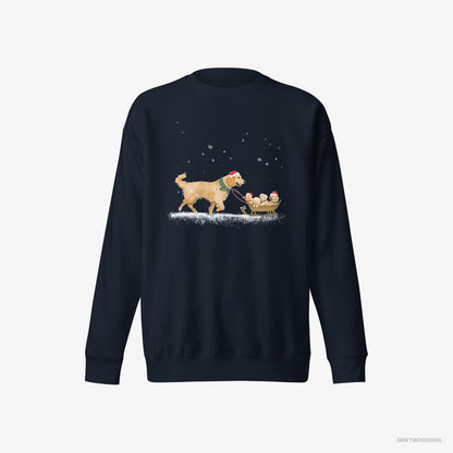 Golden Retriever Giving Her Puppies a Sled Ride Navy Sweatshirt