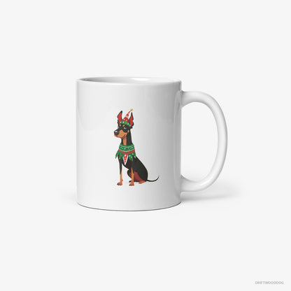 Dobermann Dressed as an Elf White Mug