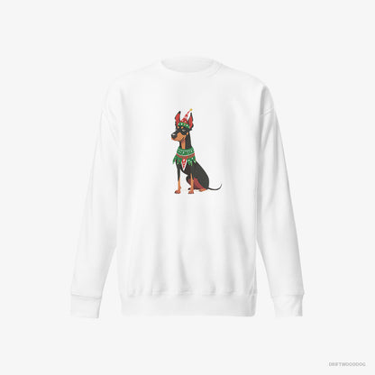 Dobermann Dressed as an Elf White Sweatshirt