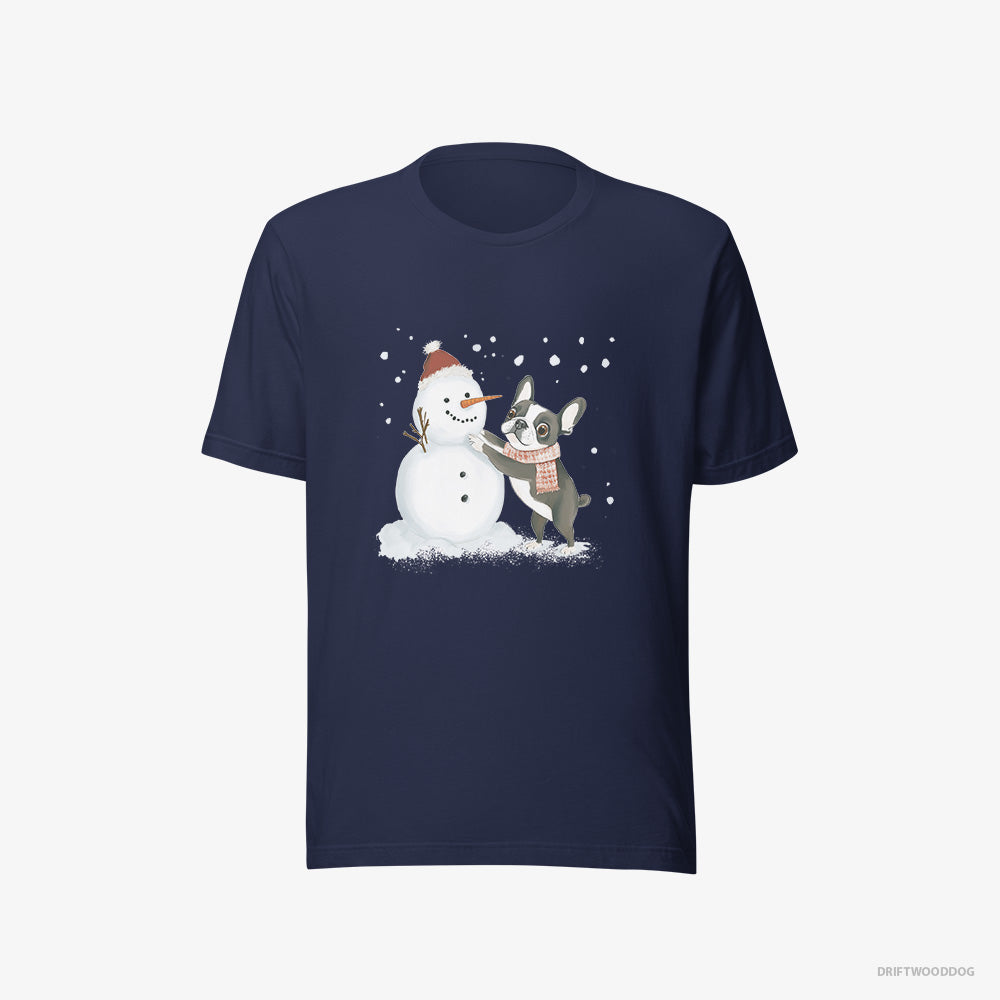 French Bulldog Shaping a Snowman – Men's T-Shirt Navy Eco – Eco-Friendly