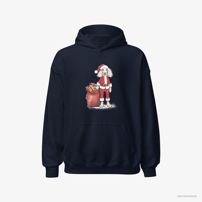 Poodle Dressed as Santa with a Bag of Cookies Navy Hoodie