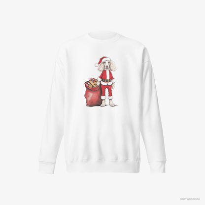 Poodle Dressed as Santa with a Bag of Cookies White Sweatshirt