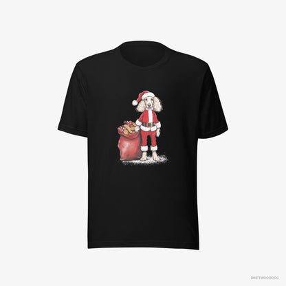 Poodle Dressed as Santa with a Bag of Cookies Black T-Shirt