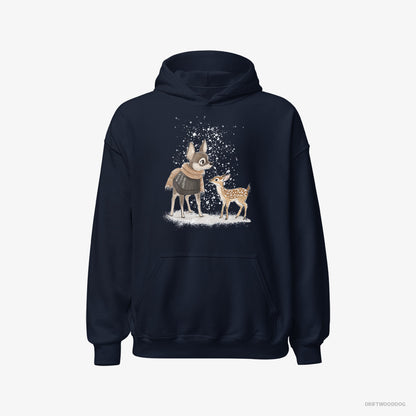 Chihuahua and a Baby Reindeer Together Navy Hoodie