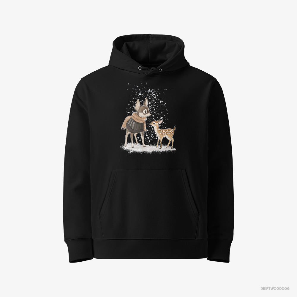 Cute Chihuahua and a Baby Reindeer Together – Men's Hoodie Black Eco – Eco-Friendly