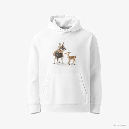 Chihuahua and a Baby Reindeer Together White Hoodie