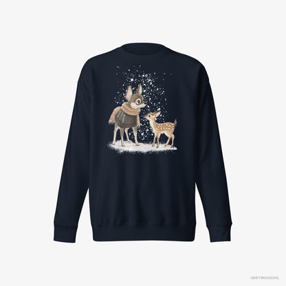 Chihuahua and a Baby Reindeer Together Navy Sweatshirt