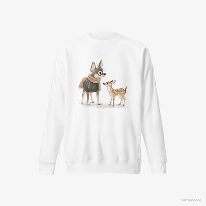 Chihuahua and a Baby Reindeer Together White Sweatshirt