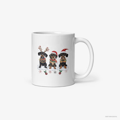 Dachshund Puppies in a Christmas Theme White Mug