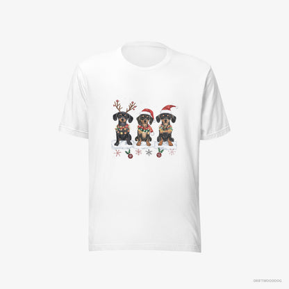 Dachshund Puppies in a Christmas Theme White T-Shirt