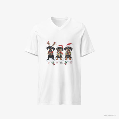 Dachshund Puppies in a Christmas Theme White T-Shirt