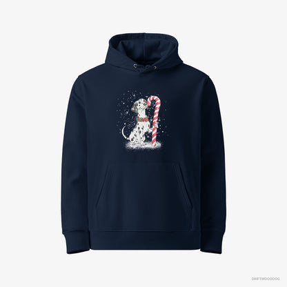 Dalmatian Holding a Huge Christmas Candy Navy Hoodie