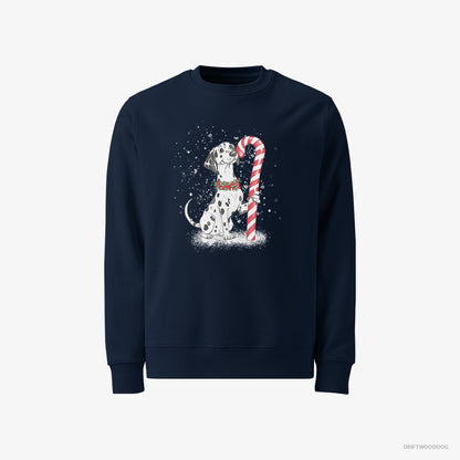 Dalmatian Holding a Huge Christmas Candy Navy Sweatshirt