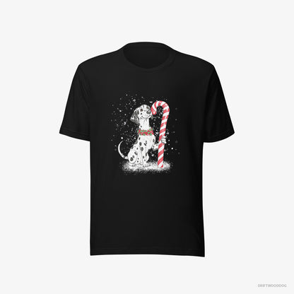 Dalmatian Holding a Huge Christmas Candy Black T-Shirt