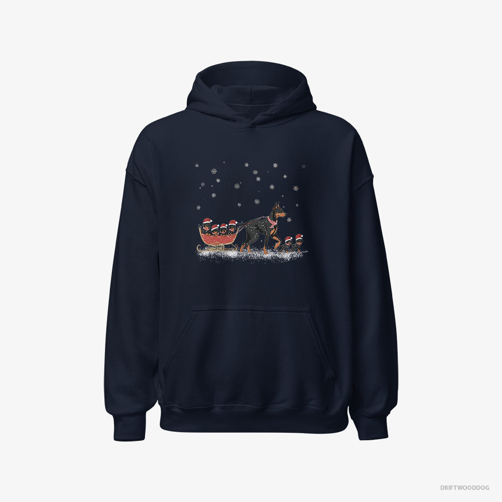 Dobermann Pulling Puppies on a Fun Sled Ride Classic Hoodie