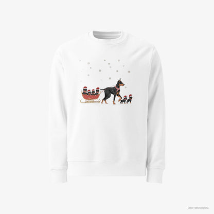 Dobermann Pulling Puppies on a Fun Sled Ride White Sweatshirt