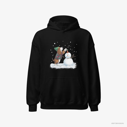 Basset Hound Crafting a Snowman Black Hoodie