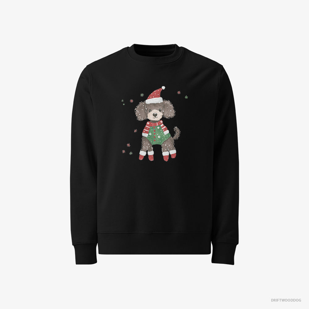 Poodle Sweatshirt – Men Black Sweatshirt Classic – in an Elf Costume (on White Background)