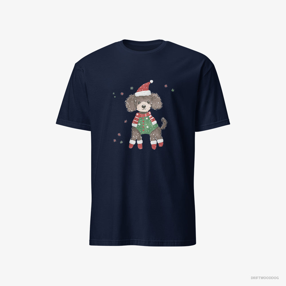 Poodle T-Shirt – Men Navy T-Shirt Classic – in an Elf Costume (on White Background)