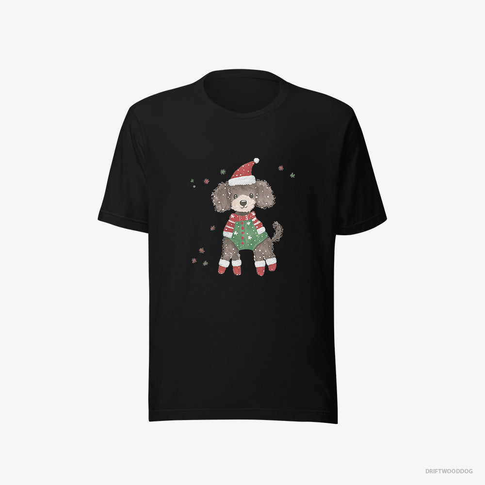 Poodle T-Shirt – Women Black T-Shirt Eco-Friendly – in an Elf Costume (on White Background)