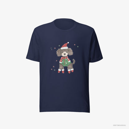 Poodle in an Elf Costume Navy T-Shirt